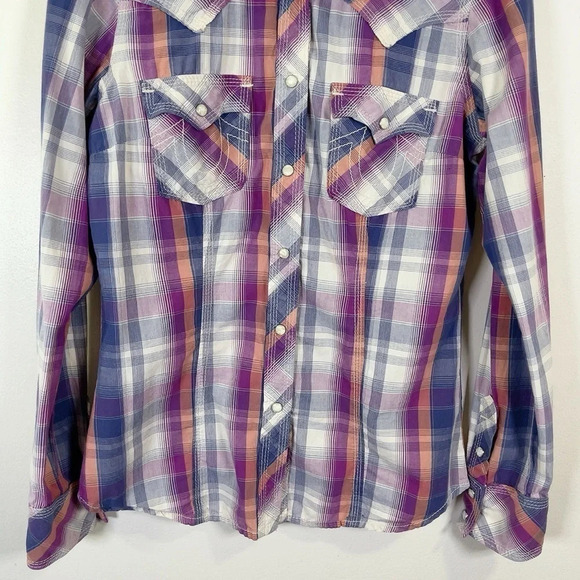 True Religion Plaid Men's Long Sleeve Snap Button Western Shirt - Picture 3 of 16
